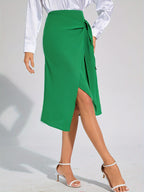 Emerald groene wikkelrok - stijlvol hoge taille damesrok