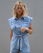 Dames denim dungaree playsuit - casual weekendoutfit in relaxte fit