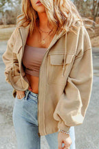 Fleece hoodie - casual dames jack met rits en borstzakken - Bakkermode.nl