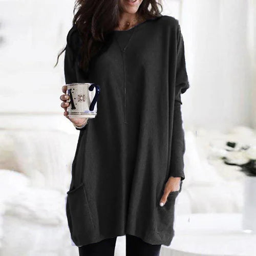 Lange tuniek met zakken - comfortabele dames oversized top - Bakkermode.nl