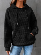 Knusse wafelgebreide hoodie dames - casual oversized trui - Bakkermode.nl