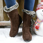 Faux fur gebochelde wedge boots - stijlvolle winterboots voor dames