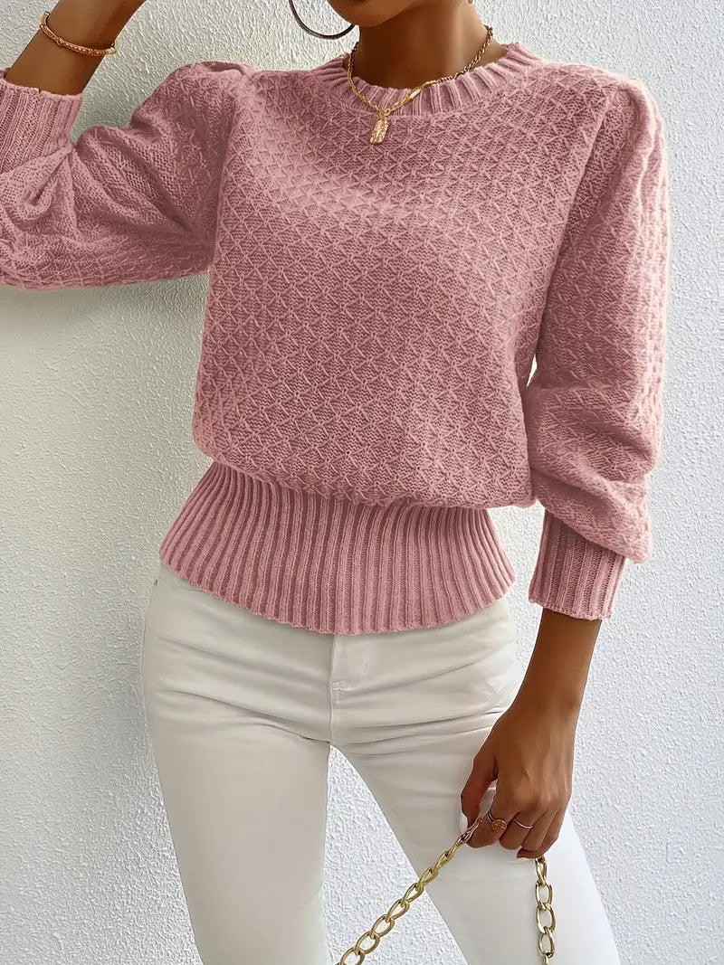 Garen gebreide trui - stijlvolle dames pullover met pofmouwen