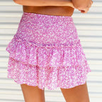 Dames rimpel minirok - bohemian print met gathered tailleband