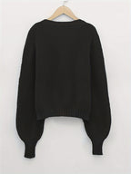 Gebreide cardigan - vrouwelijke chunky knit button-up sweater