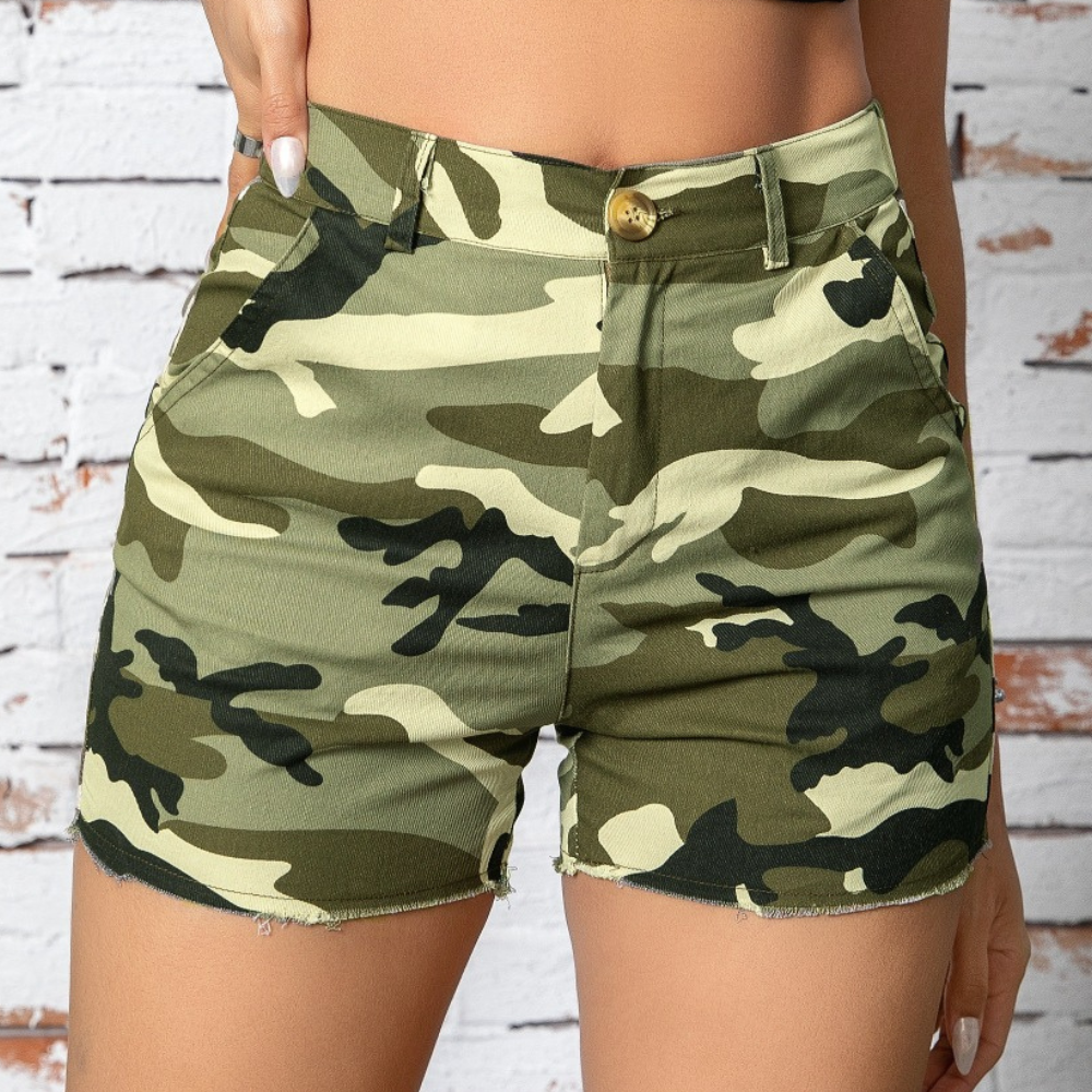 Hoge taille camouflage shorts - trendy casual zomer shorts voor dames