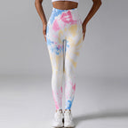 Dames tie-dye leggings - ademende high-waisted sportbroeken