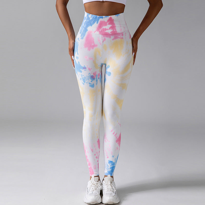 Dames tie-dye leggings - ademende high-waisted sportbroeken