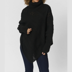 Gebreide poncho met hoge hals - elegante damestrui