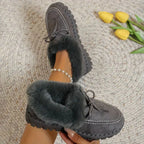 Dames faux fur gevoerde mocassinslippers - gezellige binnenschoenen