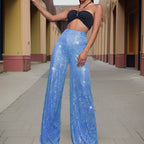 Damensequins brede pijp broeken - elegante hoge taille feestbroeken voor dames