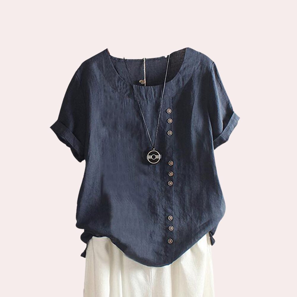 Dames casual blouse - luchtige zomer top met stijlvolle knoopdetails