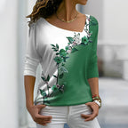Dames bloemen t-shirt - elegante casual outfit met lange mouwen voor elke dag