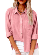 Dames button-up blouse - veelzijdige, lichte blouse met lange mouwen