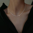 Zilveren chokergel necklace - delicate dames halsketting - Bakkermode.nl