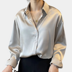 Dames satijnen blouse - klassieke loose-fit top voor moeiteloze stijl, casual of op kantoor