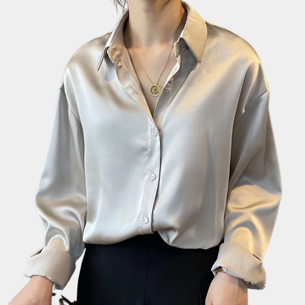 Dames satijnen blouse - klassieke loose-fit top voor moeiteloze stijl, casual of op kantoor