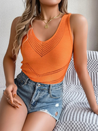 Dames v-hals gebreide top - luchtige casual outfit voor elke gelegenheid