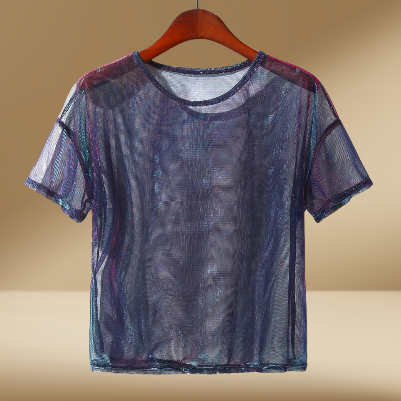 Dames sheer top - lichtgewicht mesh voor casual en avondkleding - chic gelaagd ontwerp voor veelzijdige styling