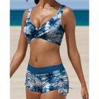 2-delige dames zwemkleding camouflage bikini set - hoge taille shorts voor zonovergoten dagen