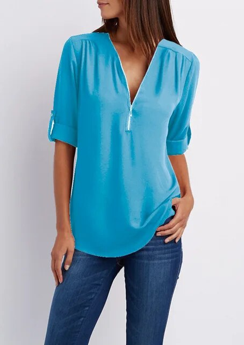 Dames blouse met rits - elegante top voor casual en veelzijdig gebruik