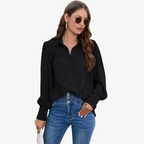 Dames chiffon blouse - tijdloze lange mouwen kantooroutfit - luchtige top voor vrouwen