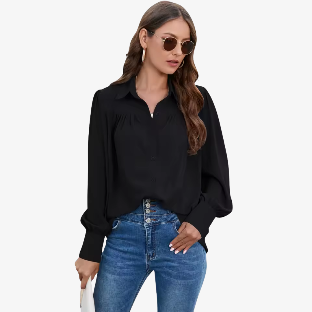 Dames chiffon blouse - tijdloze lange mouwen kantooroutfit - luchtige top voor vrouwen