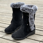 Faux fur gebochelde wedge boots - stijlvolle winterboots voor dames