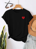 Dames casual t-shirt met hartdetail - zachte katoenen tee voor elke dag