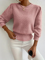 Garen gebreide trui - stijlvolle dames pullover met pofmouwen