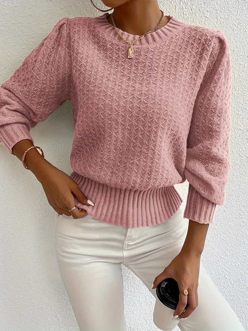 Garen gebreide trui - stijlvolle dames pullover met pofmouwen