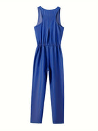 Denim jumpsuit met rits en elastische taille - stijlvolle dames playsuit