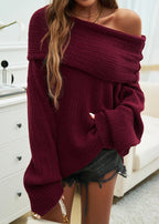 Oversized off-shoulder trui - comfortabele dames gebreide kleding - Bakkermode.nl