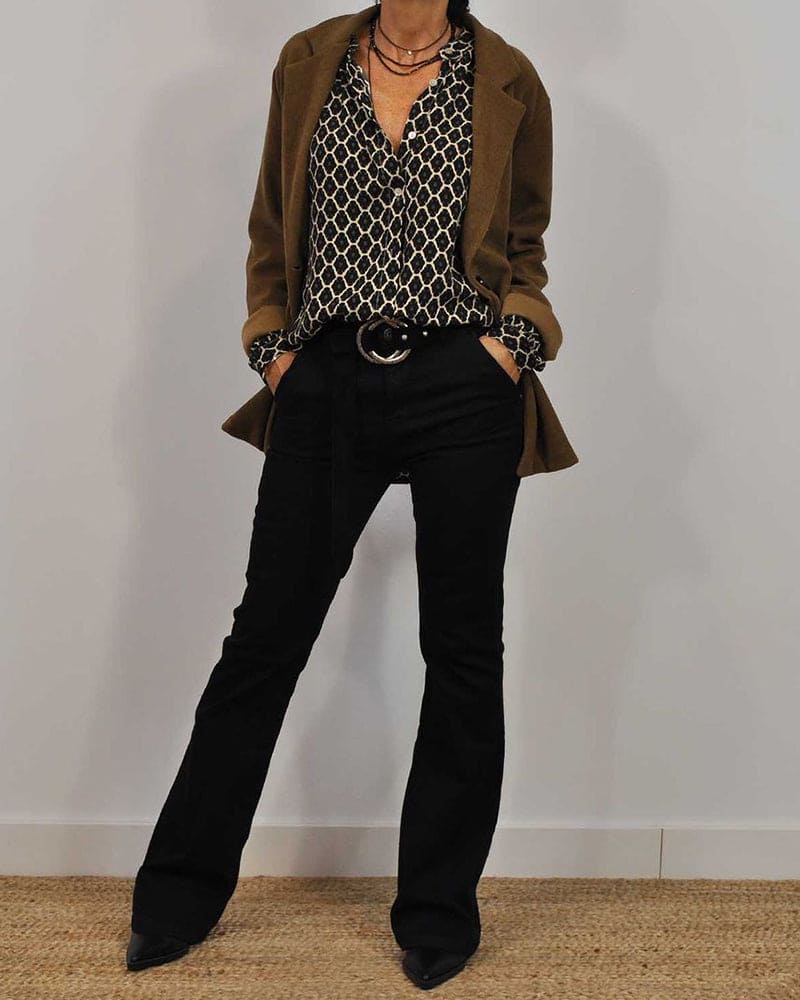 Dames geprinte blouse - button-up shirt