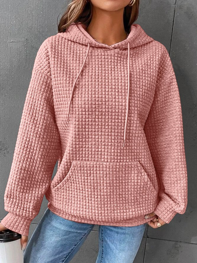 Knusse wafelgebreide hoodie dames - casual oversized trui - Bakkermode.nl