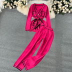 2-delige lounge set - trendy gebreide cardigan en broek