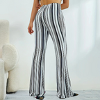 Gestreepte wijde broek - zwart-wit dames flare pants
