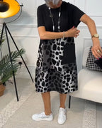 Casual jurk - chique zwart en grijze damesjurk met zakken