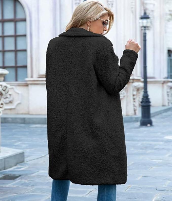 Elegante lange teddyjas dames - warme winter oversized jas - Bakkermode.nl