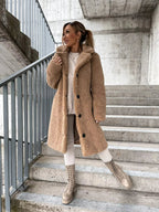Faux fur trenchcoat - stijlvolle lange damesouterwear