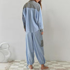 2-delige loungewear set - dames pyjama met geruite details - Bakkermode.nl