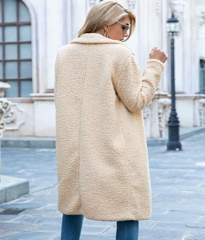 Elegante lange teddyjas dames - warme winter oversized jas - Bakkermode.nl