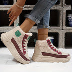 Dames high-top sneakers - stijlvolle sneakers met faux fur lining