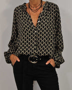 Dames geprinte blouse - button-up shirt