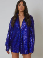 Pailletten blouse - oversized dames glitter shirt - Bakkermode.nl