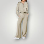 2-delige lounge set - zachte dames zip-up top en wijde broek