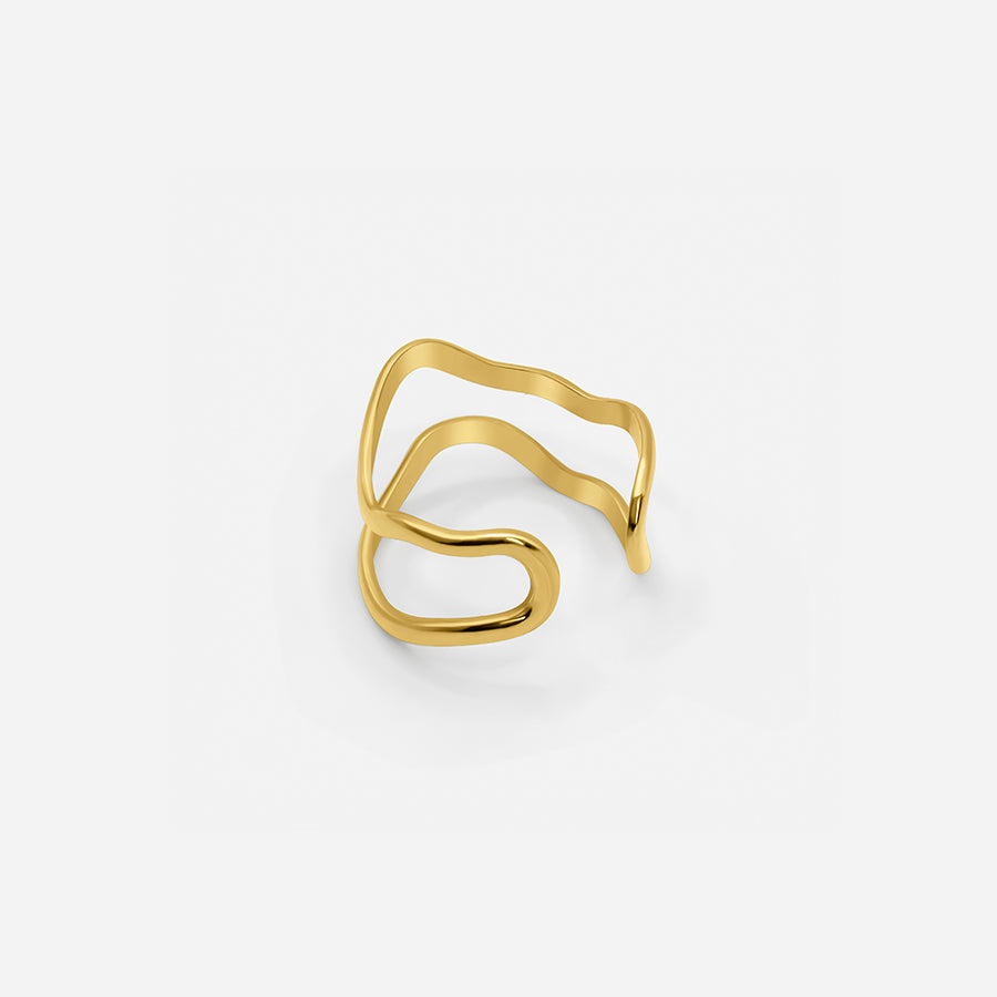 Verstelbare dubbele ring - stralend goud modern ontwerp voor avondkleding & casual gelegenheden