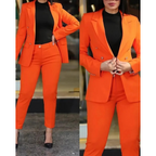 2-delige dames blazer en broek set - slimme kantooroutfit voor de moderne vrouw