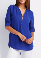 Dames blouse met rits - elegante top voor casual en veelzijdig gebruik
