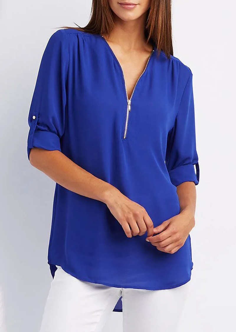Dames blouse met rits - elegante top voor casual en veelzijdig gebruik